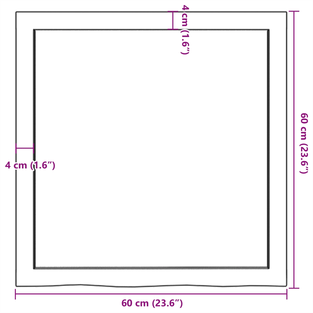Ripiano a Parete 60x60x(2-6) cm Massello Rovere Non Trattato 363535