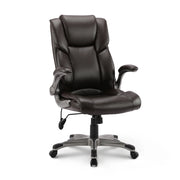 Sedia da Ufficio Ergonomica in Similpelle, Braccioli e Altezza Regolabili - Marrone