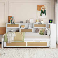 Divano letto legno - Xylo - 90x200 cm gigogne USB bianco