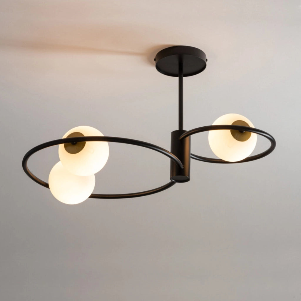 Plafoniera moderna Sigma Aqua nera, 3 sfere vetro G9