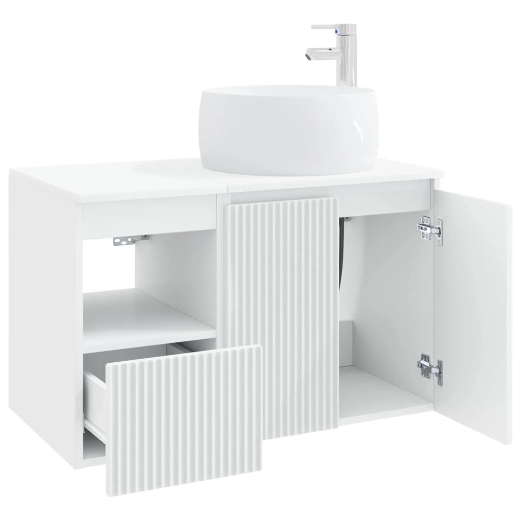 Set di mobili per il bagno 2 pz Bianco Legno ingegnerizzato 3404094