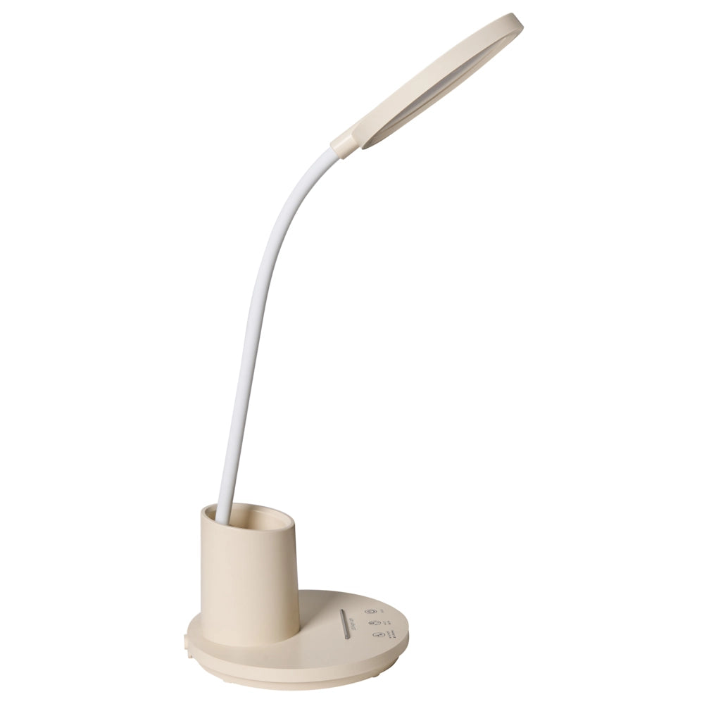 Lampada da scrivania per ufficio beige illuminazione da tavolo per lettura e computer braccio regolabile dimmer continuo a scorrimento
