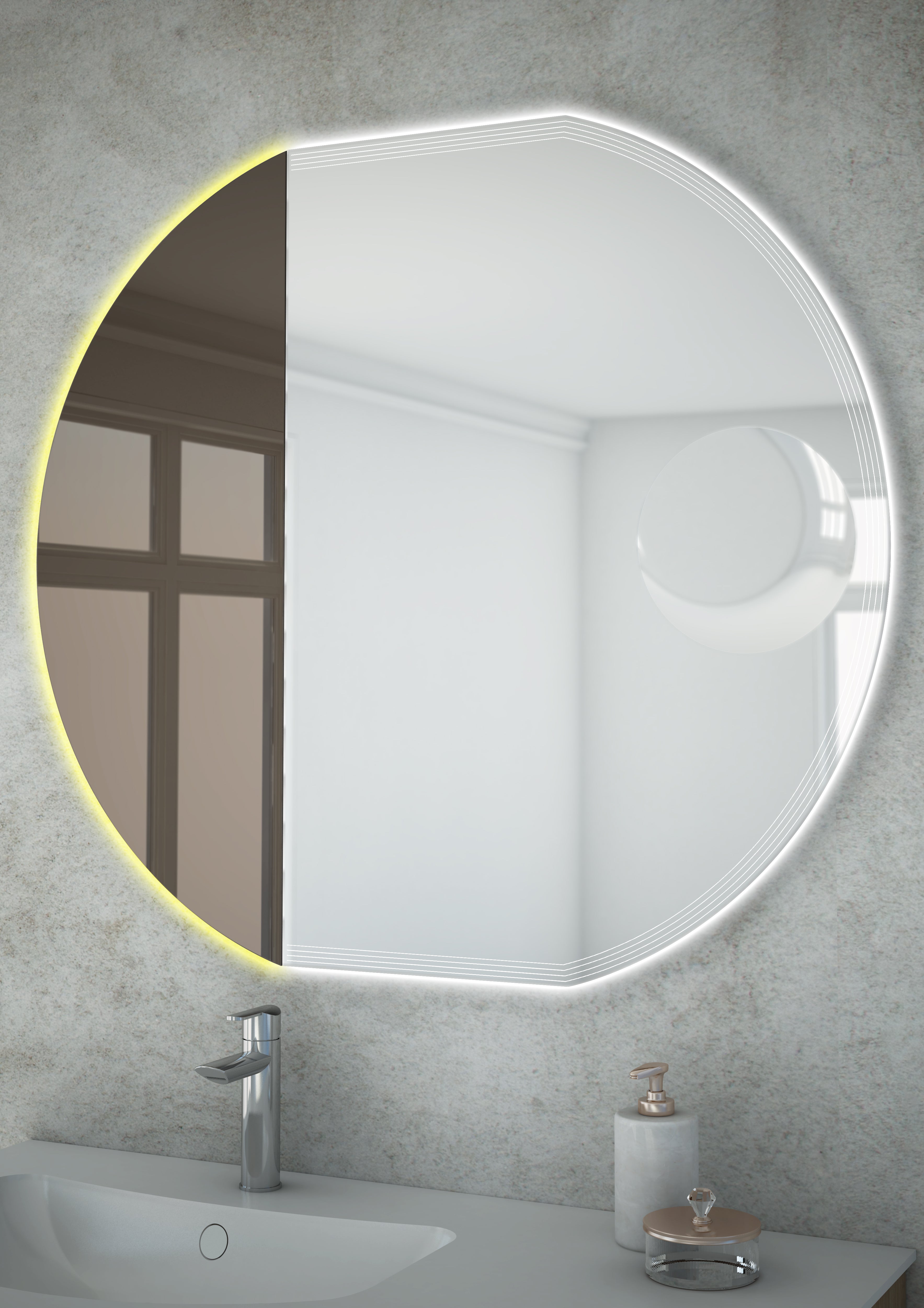 Specchio bronzato con illuminazione a LED RGB Made in Italy 45031