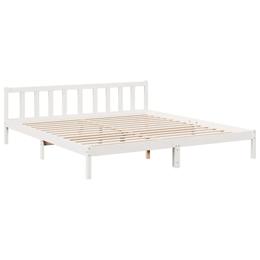 Letto Extra Lungo senza Materasso Bianco 200x220 cm in Pino 852455