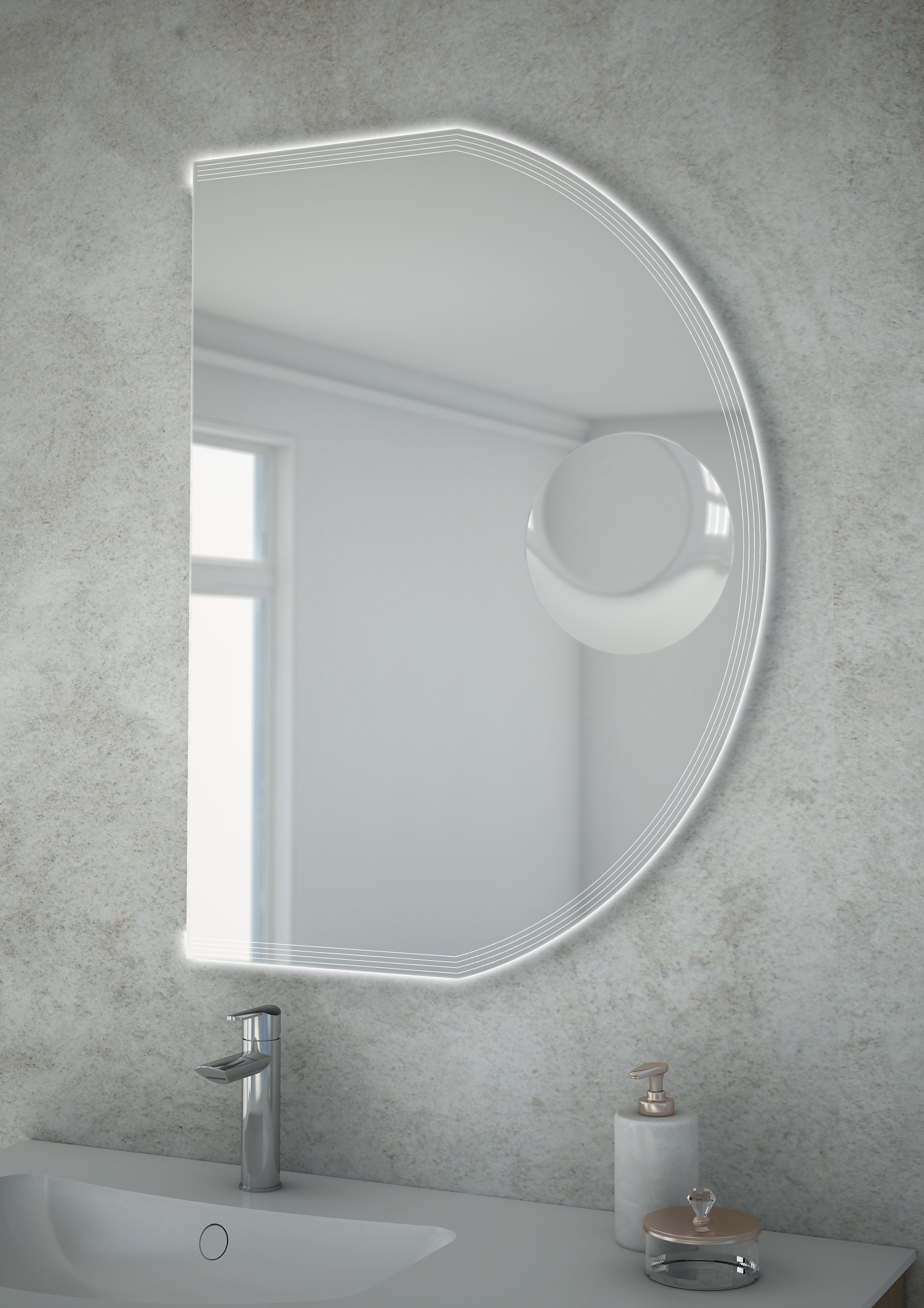 Specchio illuminazione led con specchio ingrandimento Made in Italy 45029