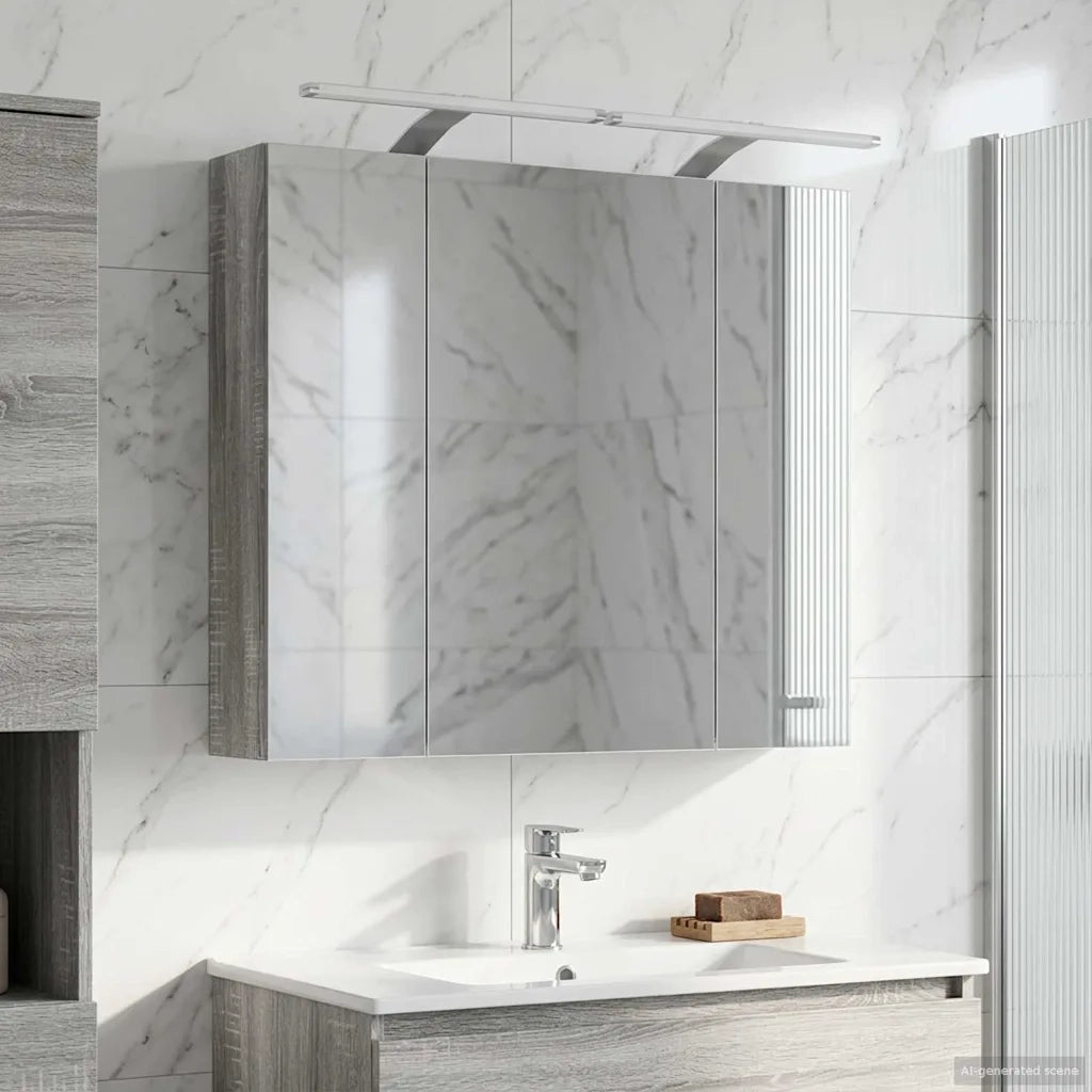 Mobiletto per specchio da bagno Grigio Sonoma 80 x 14.5 x 70 cm 889116