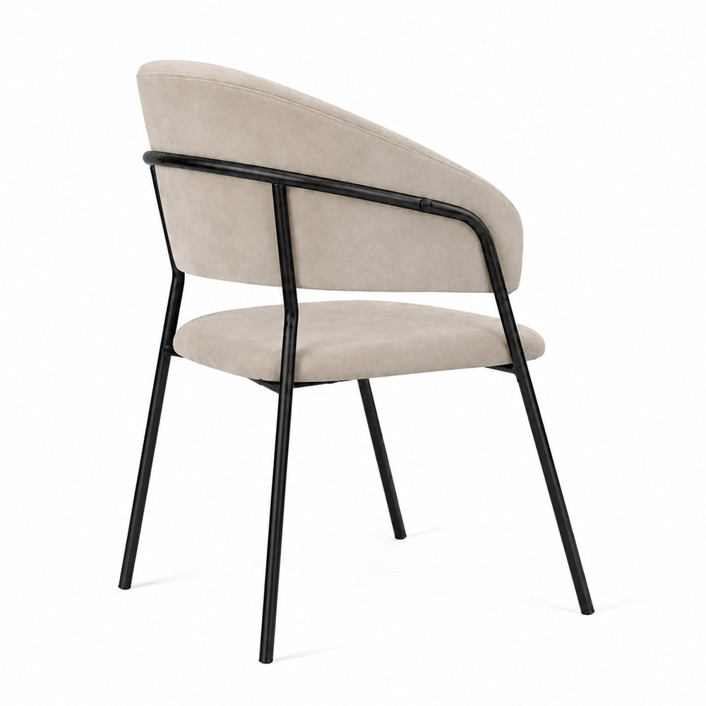 Sedie da pranzo set da 4 Aurelia in velluto grigio tortora con gambe nere