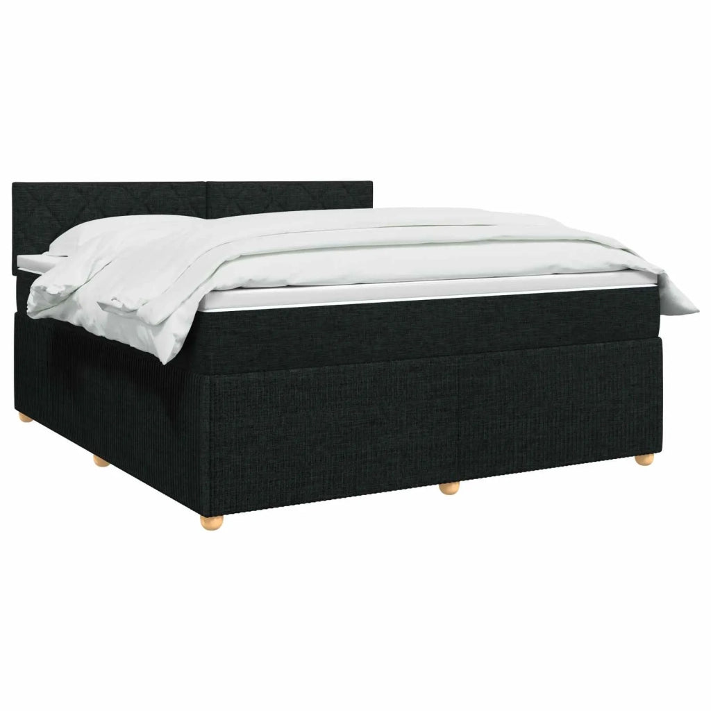 Letto box spring con materasso Nero 140 x 190 cm Tessuto 3452934