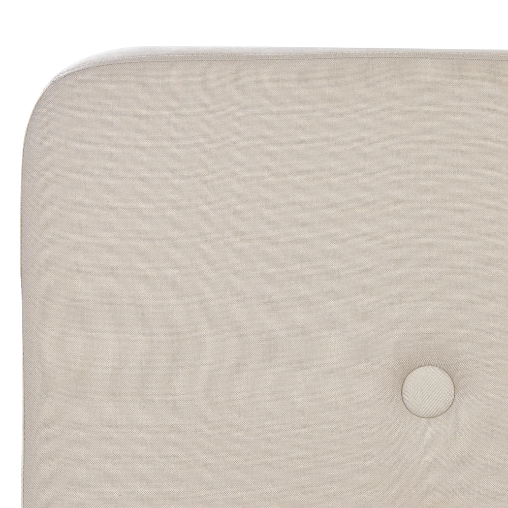 Letto a doghe Tessuto in poliestere beige Gambe in legno imbottite Pouf contenitore 180 x 200 cm Design moderno