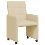 Sedie da Pranzo con Ruote 2 pz | Sedie da cucina Crema 58 x 65 x 94 cm Tessuto