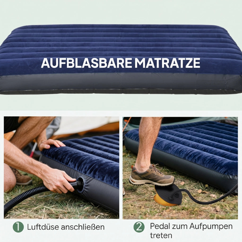 Letto da Campo per 2 Persone con Materasso Gonfiabile Verde ¨C zephmum ¨C 120x200x40 cm
