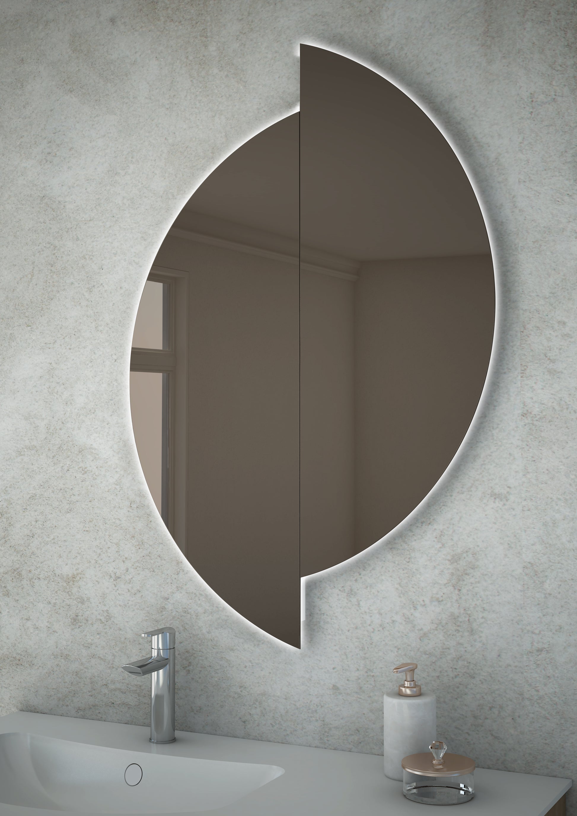 Specchio bronzato con illuminazione a LED RGB Made in Italy 45031