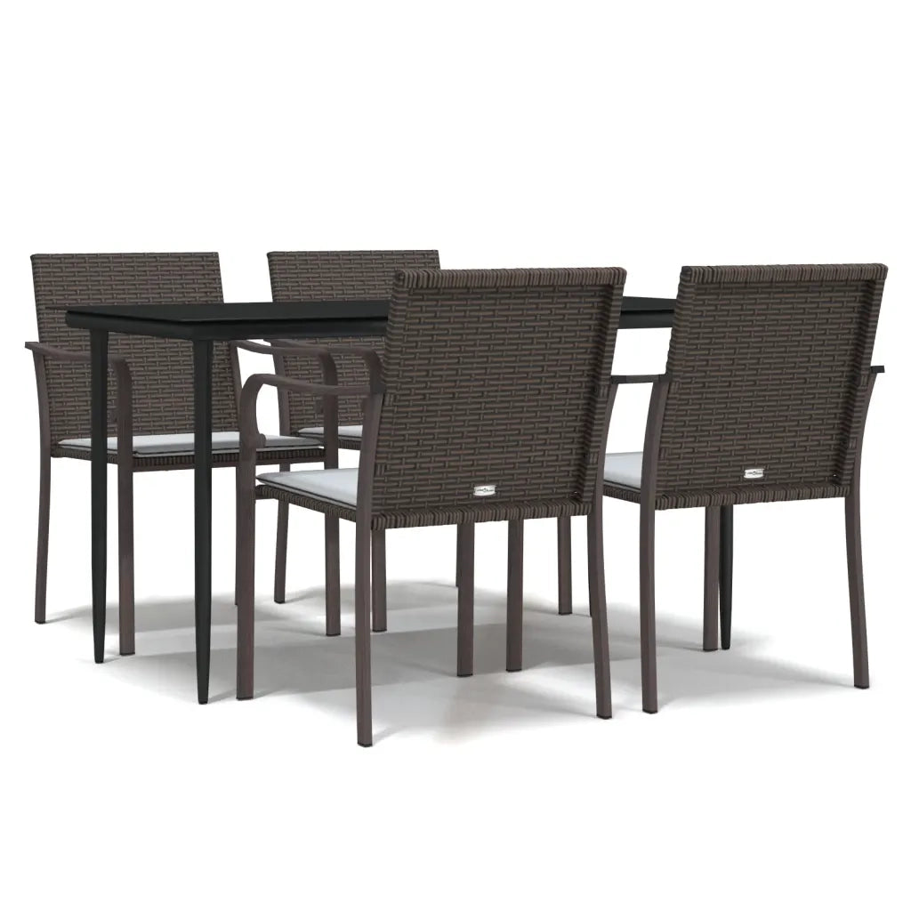 Set Pranzo da Giardino 5pz con Cuscini in Polyrattan e Acciaiocod mxl 124515