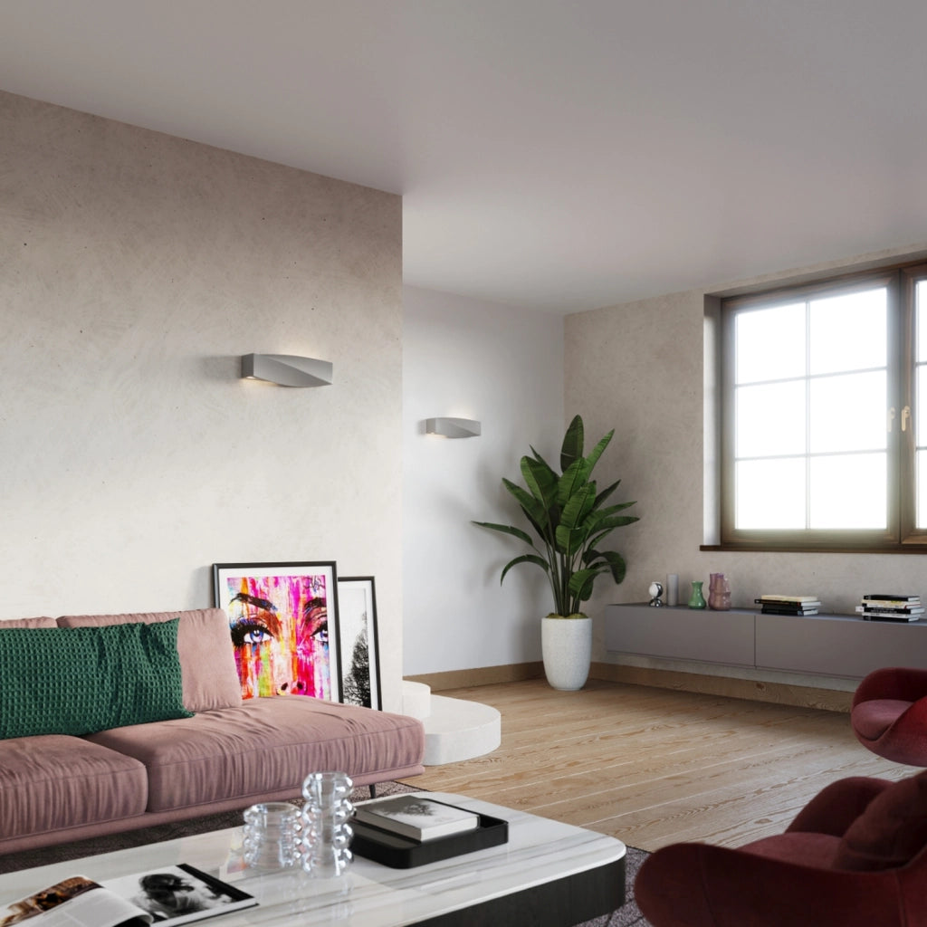 Applique DELTIO grigio/bianco in gesso E27 Pure Lume