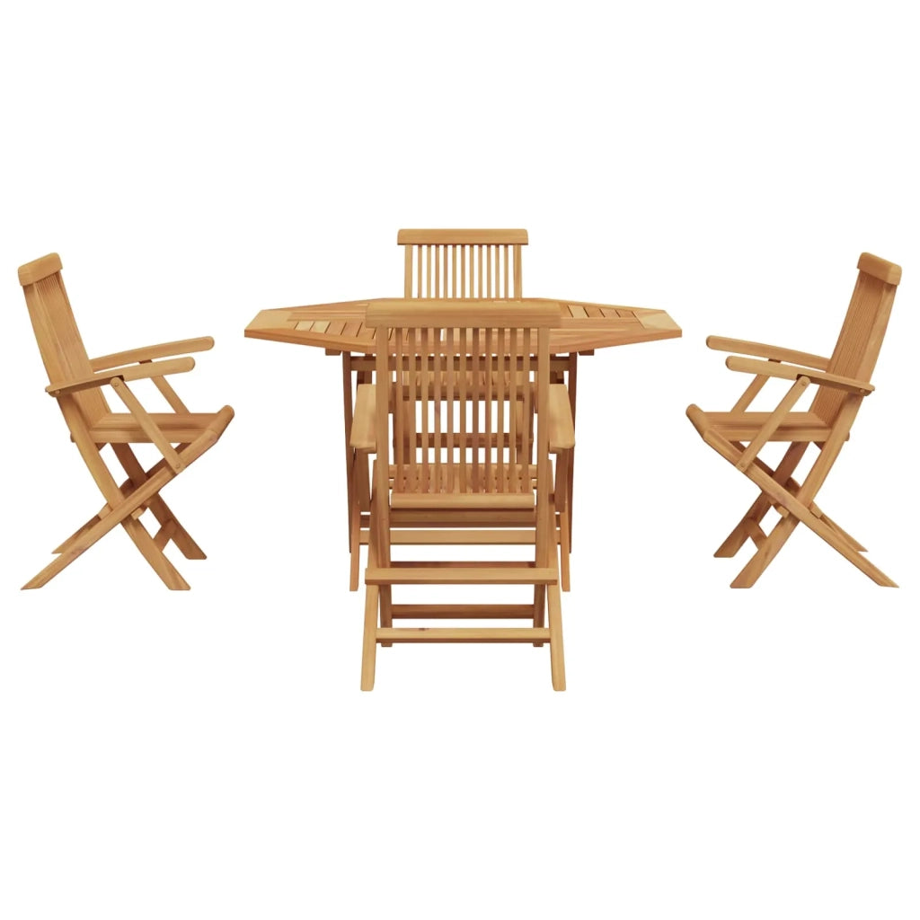 Set da Pranzo per Giardino 5 pcs Marrone Legno di teak solido 3385972