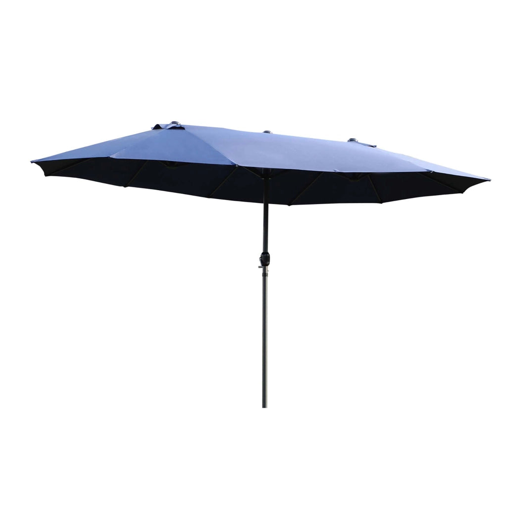 Parasol Garden Parasol Market Parasol Doppio Parasol da patio con manovella a mano Ovale blu 460 x 270 x 240 cm
