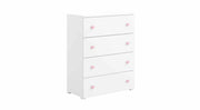 Cassettiera Emily White - Maniglie rosa