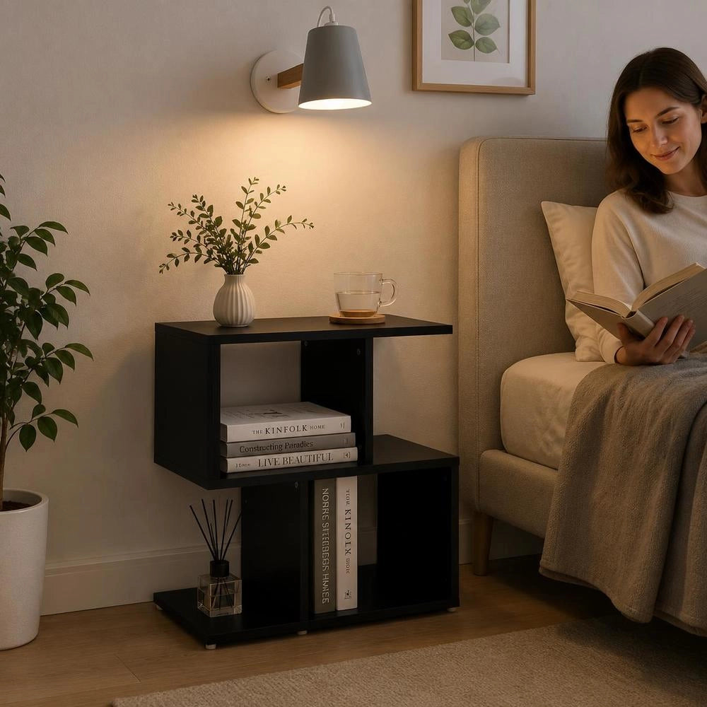 Black Bedside Table 50x30x51.5 Cm, Engineered Wood