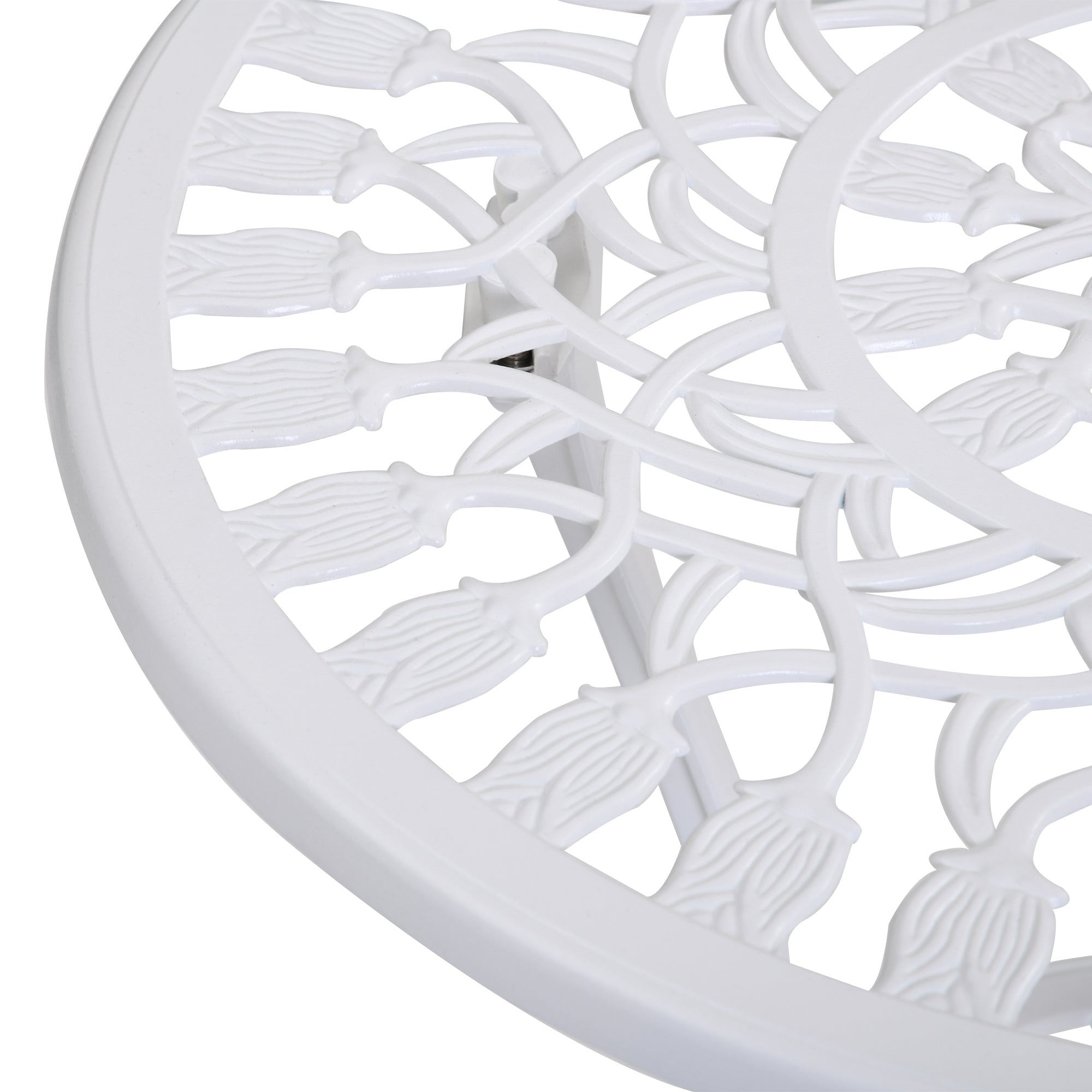 Set Tavolino e 2 Sedie da Giardino in Alluminio Bianco