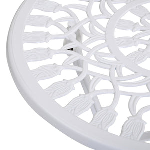 Set Tavolino e 2 Sedie da Giardino in Alluminio Bianco