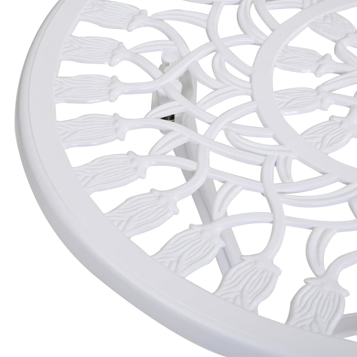 Set Tavolino e 2 Sedie da Giardino in Alluminio Bianco