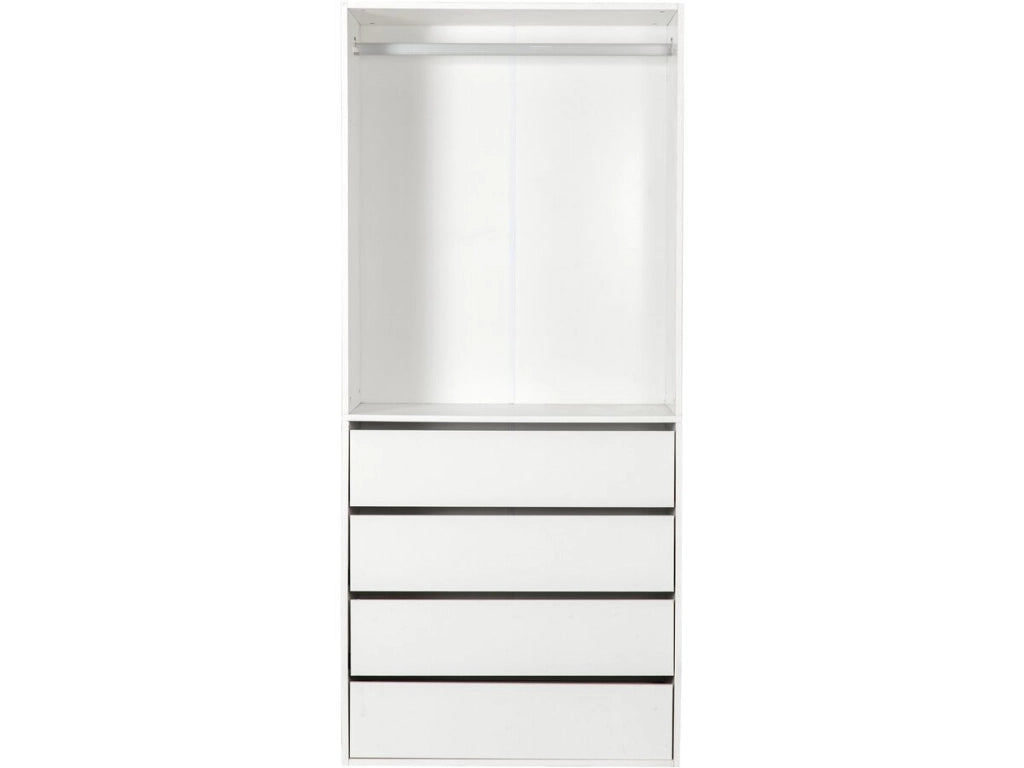 Armadio "Opéra" con 4 cassetti e 1 spazio per appendere - 80 x 45 x 180 cm - Bianco