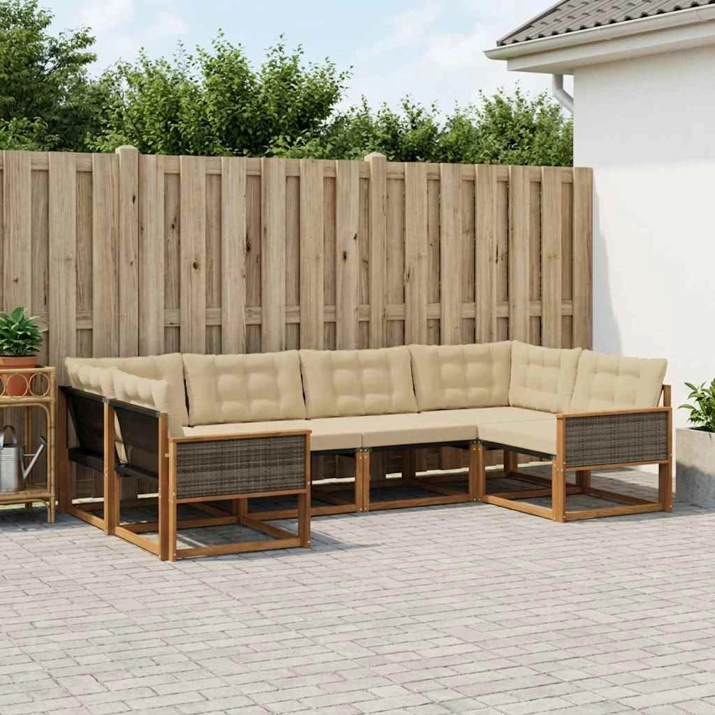 Set di divani da esterno 6 pz Naturale e Beige 3381645