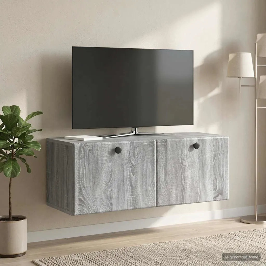 Mobile Porta TV da Muro 78,5 x 31 x 30 cm Sonoma grigio 899231