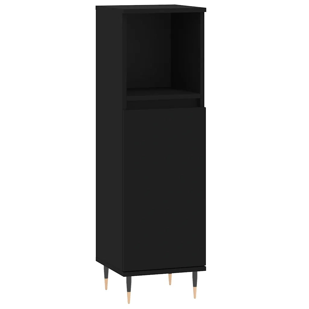Armadietto da Bagno Nero 30x30x100 cm in Legno Multistratocod mxl 127463