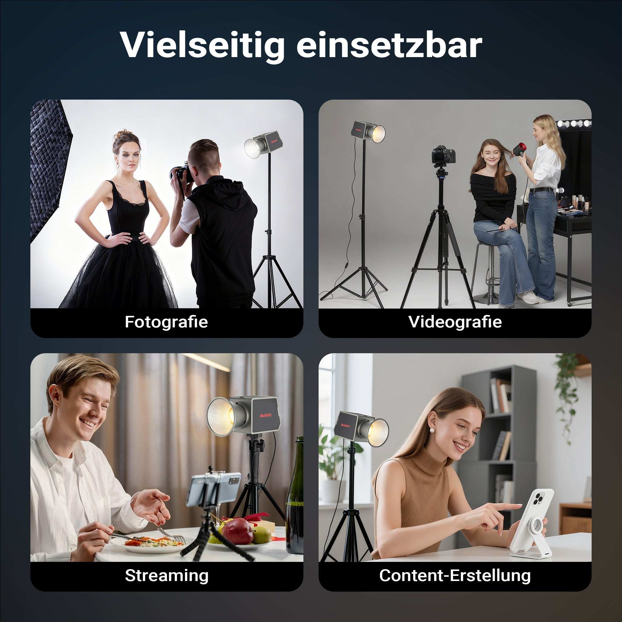 Multiblitz MB-PL Luce led portatile per fotografia 100W, Bicolore con temperatura da 2700K a 6500K, Batteria ricaricabile USB