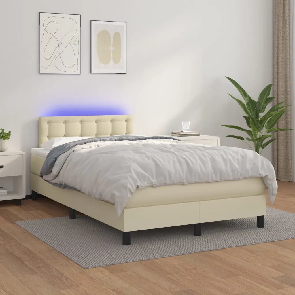 Giroletto Molle con Materasso e LED Crema 120x200cm Similpelle 3134215