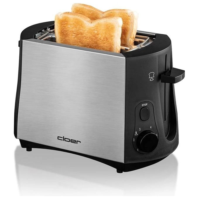 Cloer 3419 tostapane 2 fetta/e 900 W Nero, Acciaio inossidabile