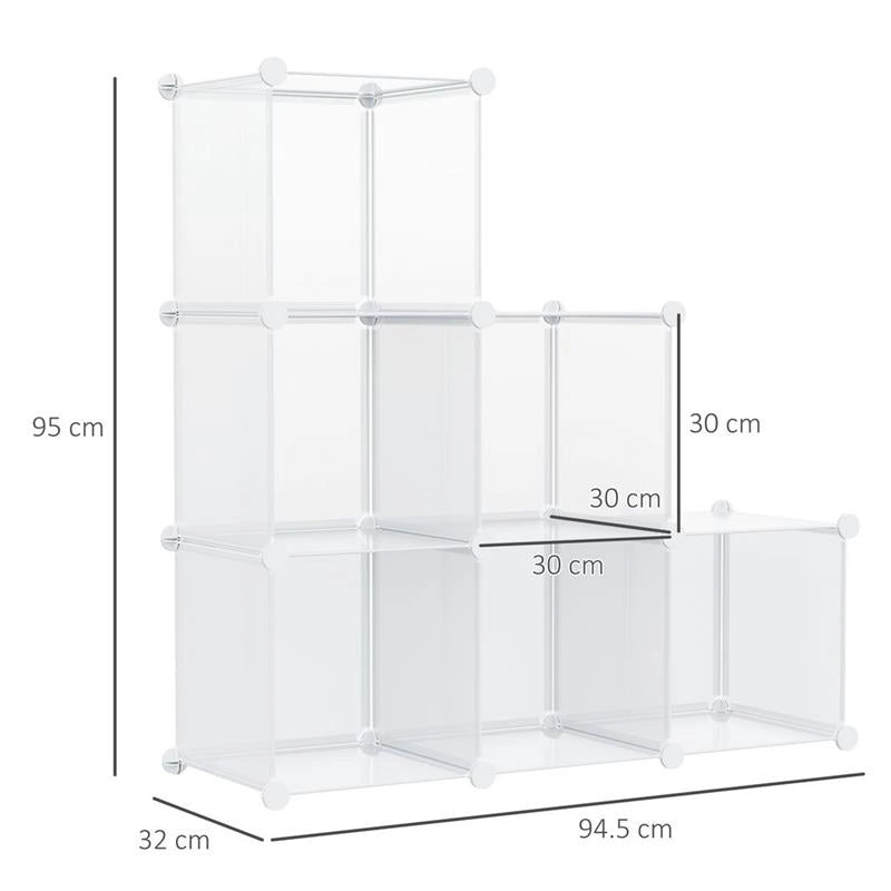 MOBILE SCARPIERA MODULARE SALVASPAZIO, 6 CUBI TRASPARENTE