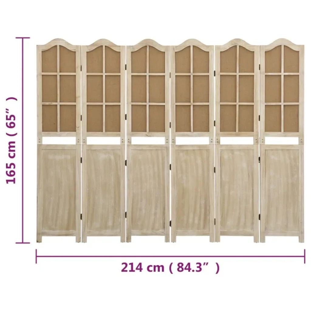 Divisorio Ambienti | Divider per stanze | Paravento a 6 Pannelli Marrone 214x165 cm in Tessuto