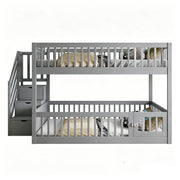 Letto a Castello 140x200 cm; 2 Posti; con Scaletta con Cassetti e Porta - Grigio