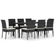 Set da pranzo da giardino mobili da esterno 9 pezzi in resina vimini nero 02_0014129