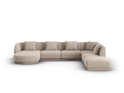 Cosmopolitan Design - Divano panoramico destro "Tulum" 6 posti in ciniglia beige 