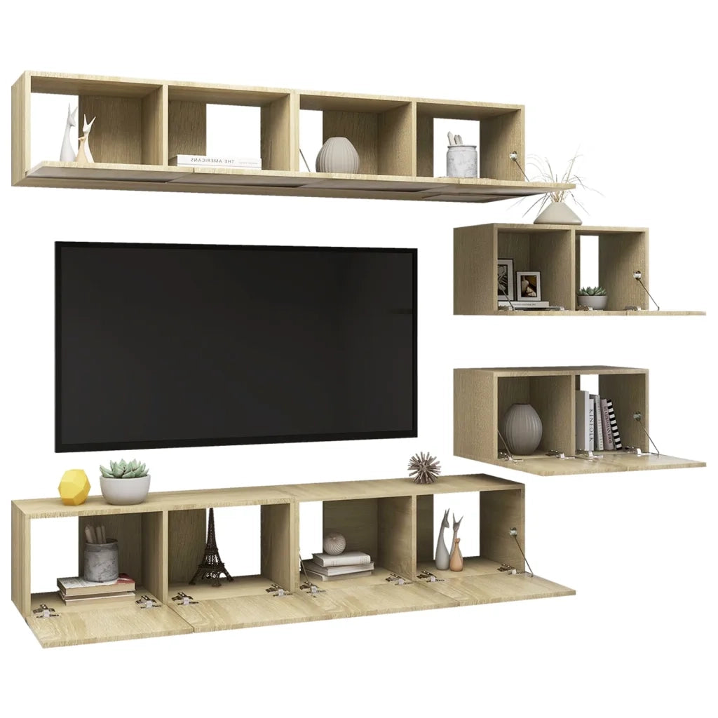 Set di Mobili Porta TV 6 pz-Set di 6 Credenza per TV Rovere Sonoma in Legno Multistrato 756545