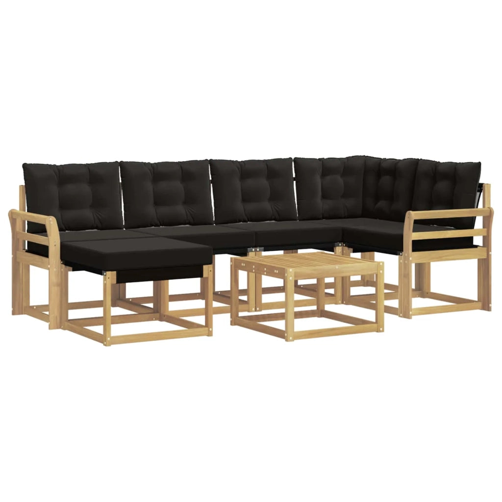 Set di divani da esterno con cuscino 7 pcs Bianco e Nero