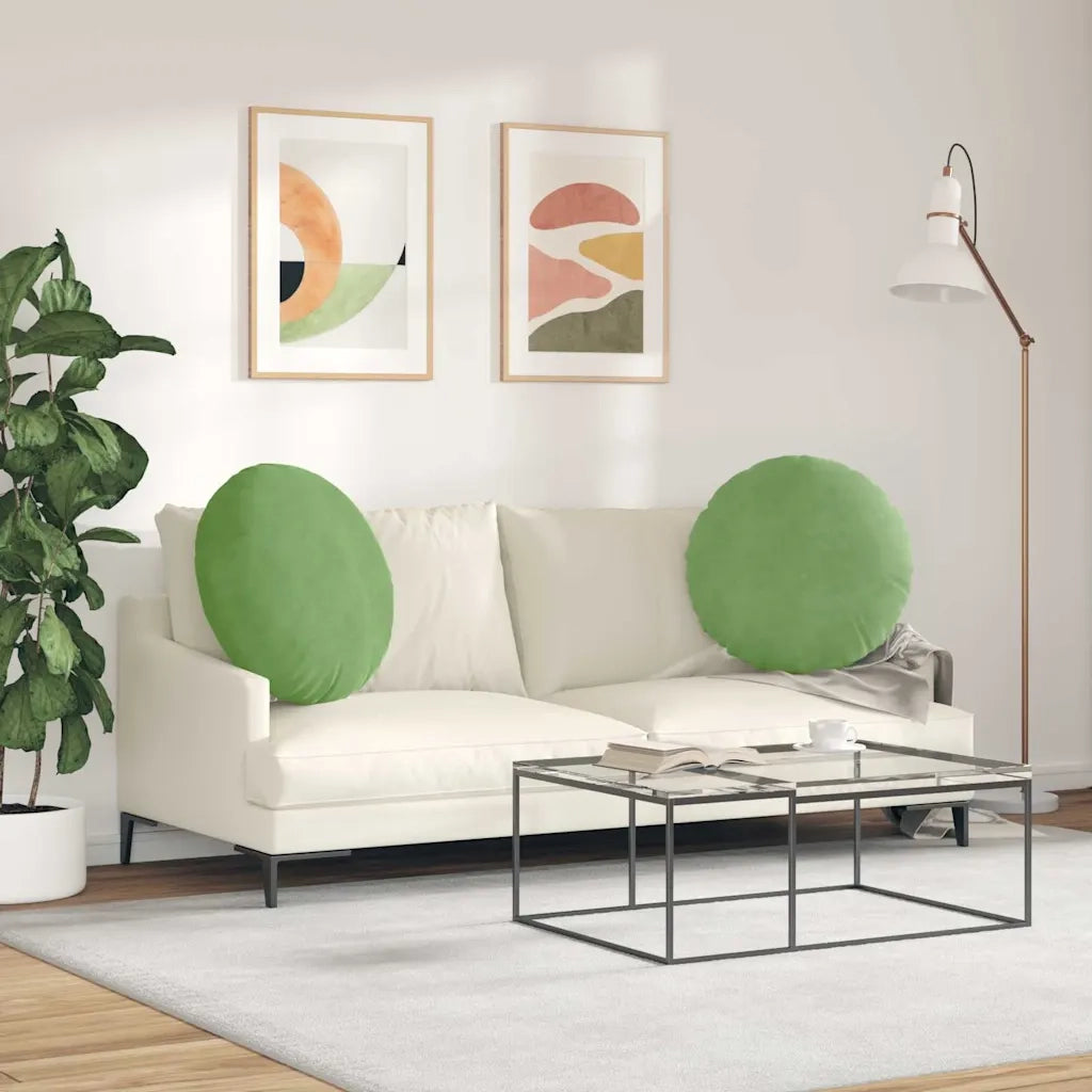 Cuscini per Seduta 2 pcs Verde chiaro Ø60 x 21 cm Velluto 42014214