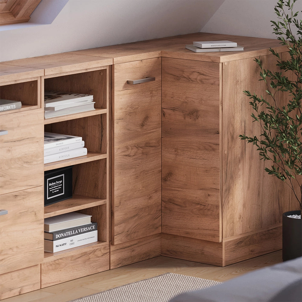 Mobile cucina angolare per sottotetto R-Line Rovere dorato/Rovere dorato 75.6 cm con 1 porta, carcassa dell’armadio profondità 60 cm Vicco