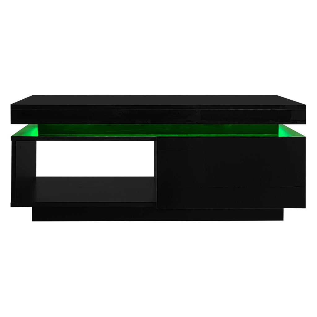 Credenza; con LED; finitura lucida; nero