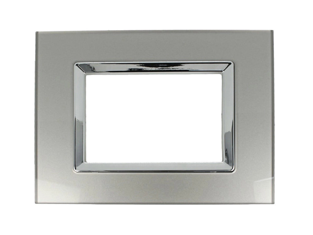 Placca Delux Vetro 503 3M Titanio Compatibile Vimar Arke' SD98003-07VT