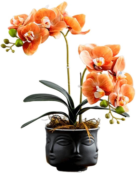 Fiori artificiali a bouquet - colore arancione - fiori finti per interni - dettagli perfetti - piante finte