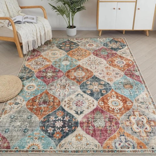 Tappeto a fiori - stile boho - 1 pezzo - 160 x 230 cm