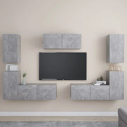 Set Mobile Porta TV 7 pz Grigio Cemento in Truciolato  cod mxl 20817