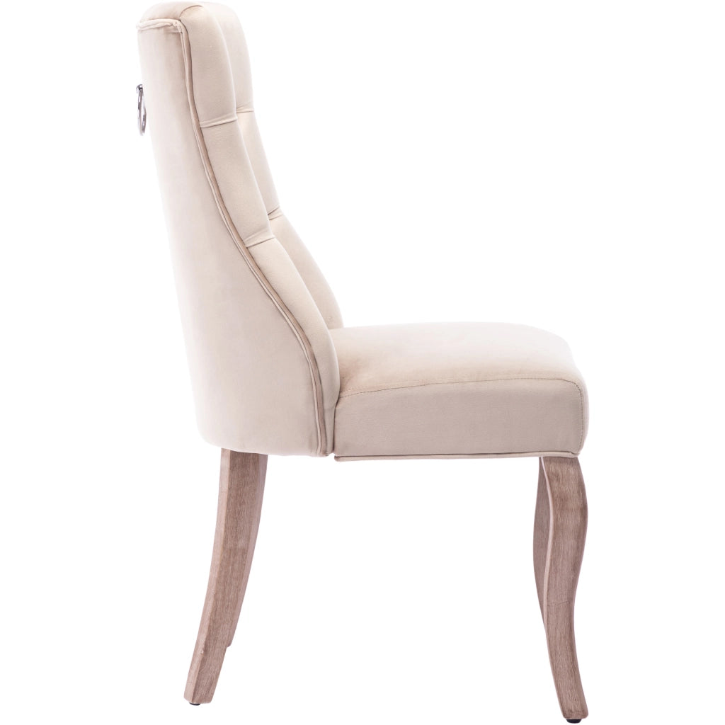 SEDIA da pranzo in velluto beige, schienale alto, set da 6 pezzi