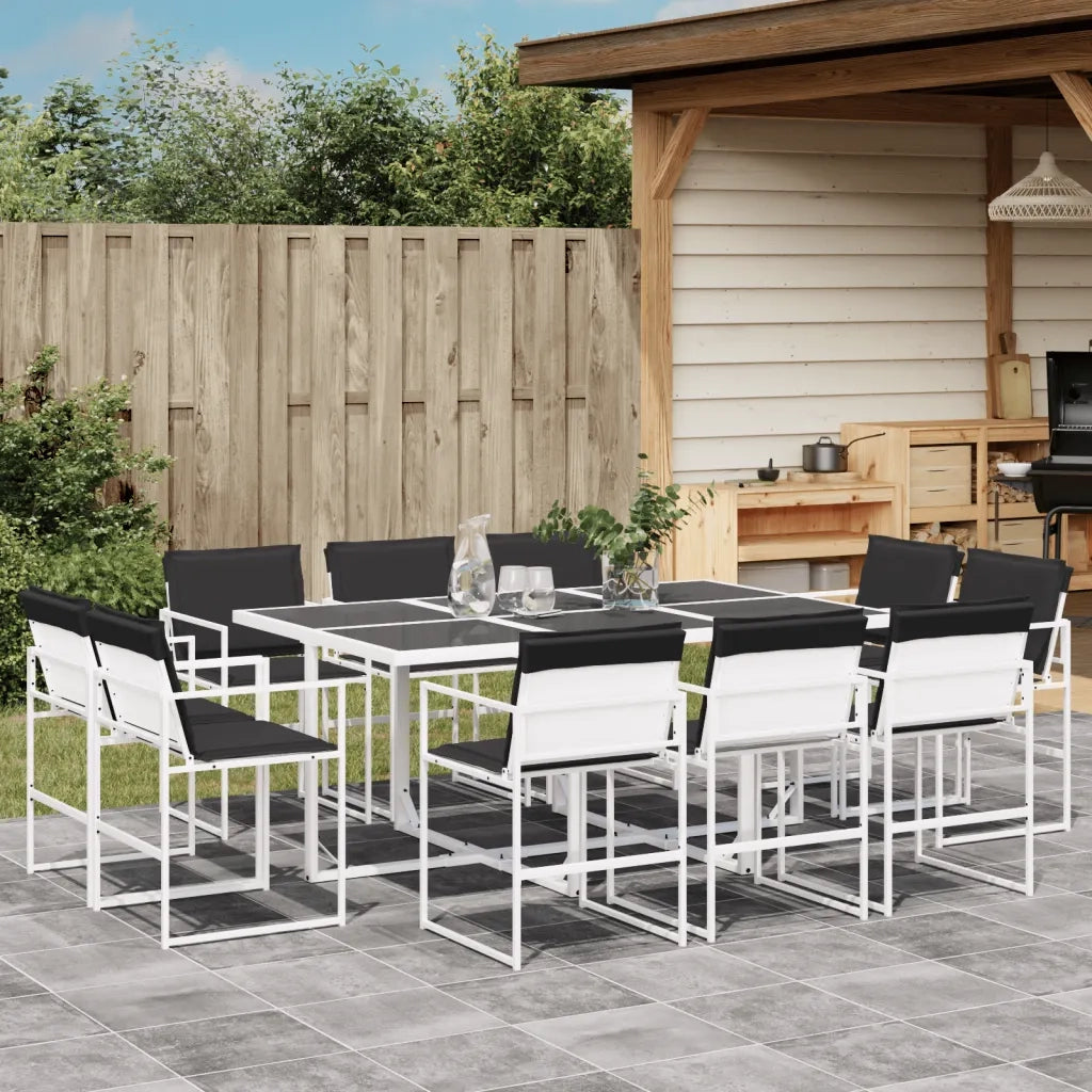 vidaXL Set da Pranzo da Giardino 11 pz con Cuscini Bianco in Textilene