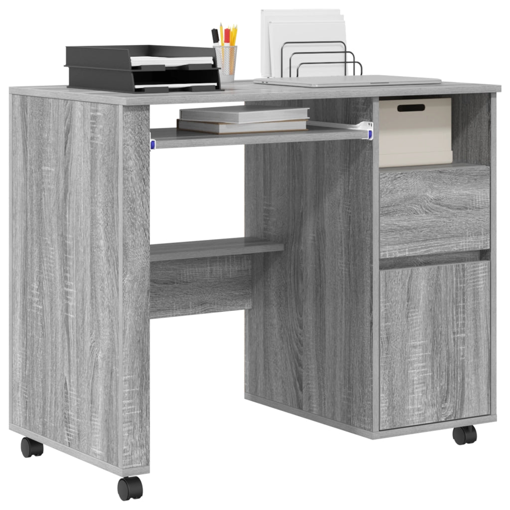 Scrivania Grigia per Computer Grigio Sonoma Legno Ingegnerizzato