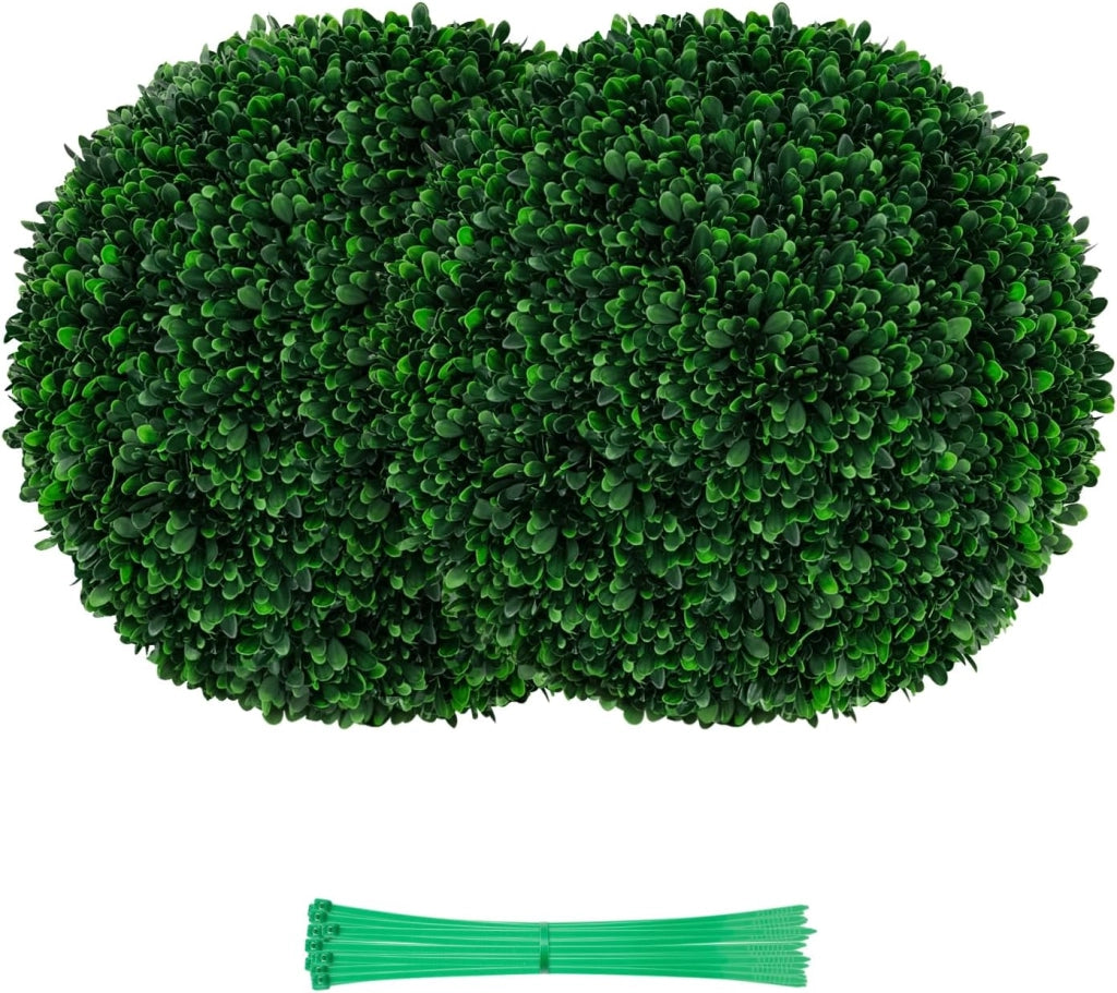 Set di 2 palline in topiaria artificiale da 52 cm, finte, con foglie perpetue, resistenti al sole, arbusti verdi rotondi, per giardino, cortile, veranda, matrimonio